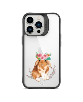 DailyObjects Flower Bunny Black Hybrid Clear Case Cover For iPhone 13 Pro Max