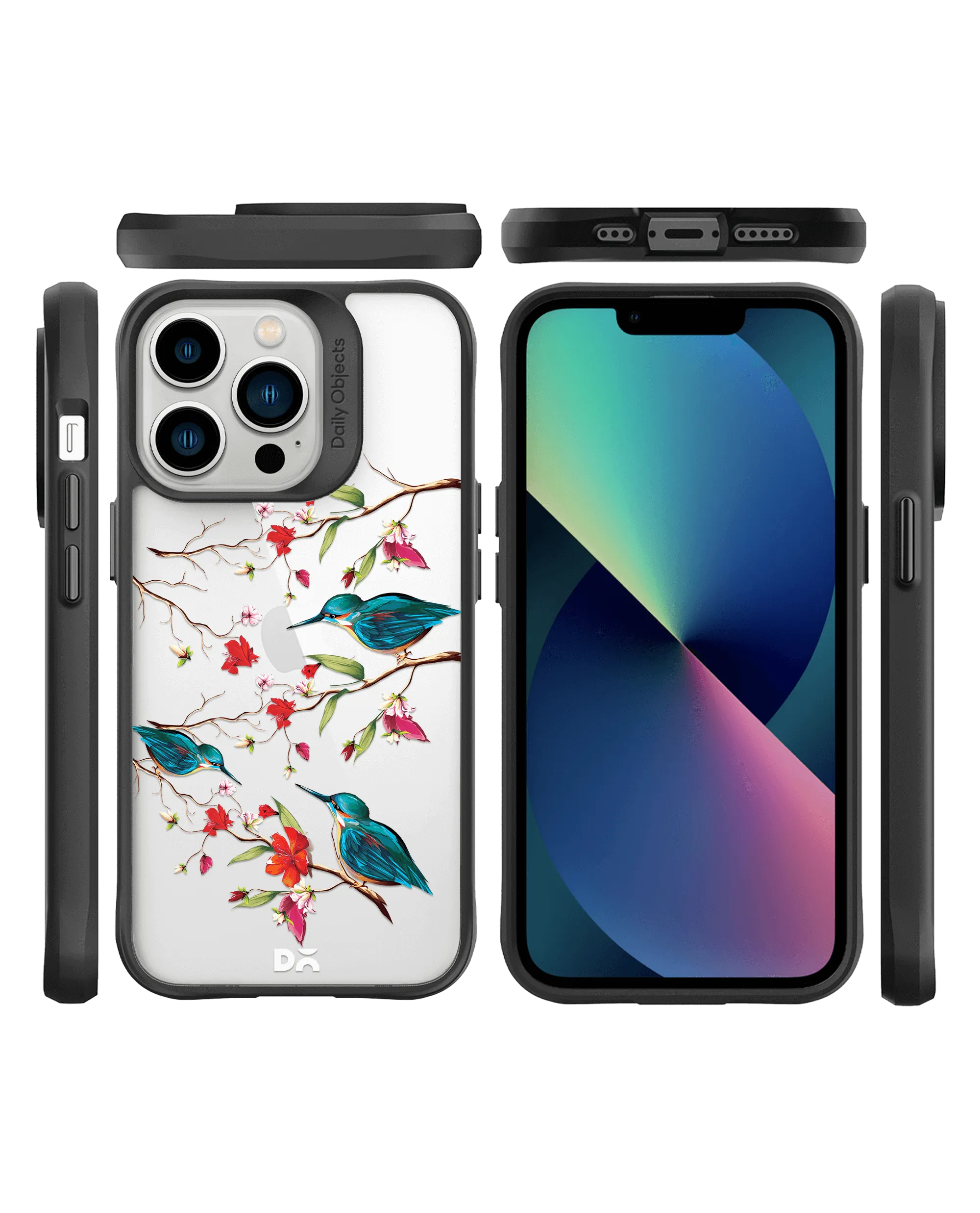 DailyObjects Melody Birds Black Hybrid Clear Phone Case Cover For iPhone 14 Pro