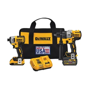 DeWALT DCK299D1T1 Flexvolt Cordless Hammerdrill & Impact Driver Kit (Includes 20V Max XR 2.0ah Battery, 20/60V Max 2.0/6.0ah Battery, Rapid Charger, (2) Belt Hooks, Side Handle, and Contractor Bag)