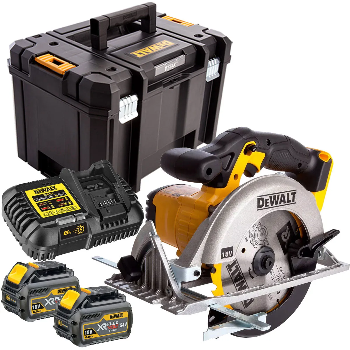 Dewalt DCS391T2 18V 165mm Circular Saw with 2 x 6.0Ah Batteries & Charger in Case