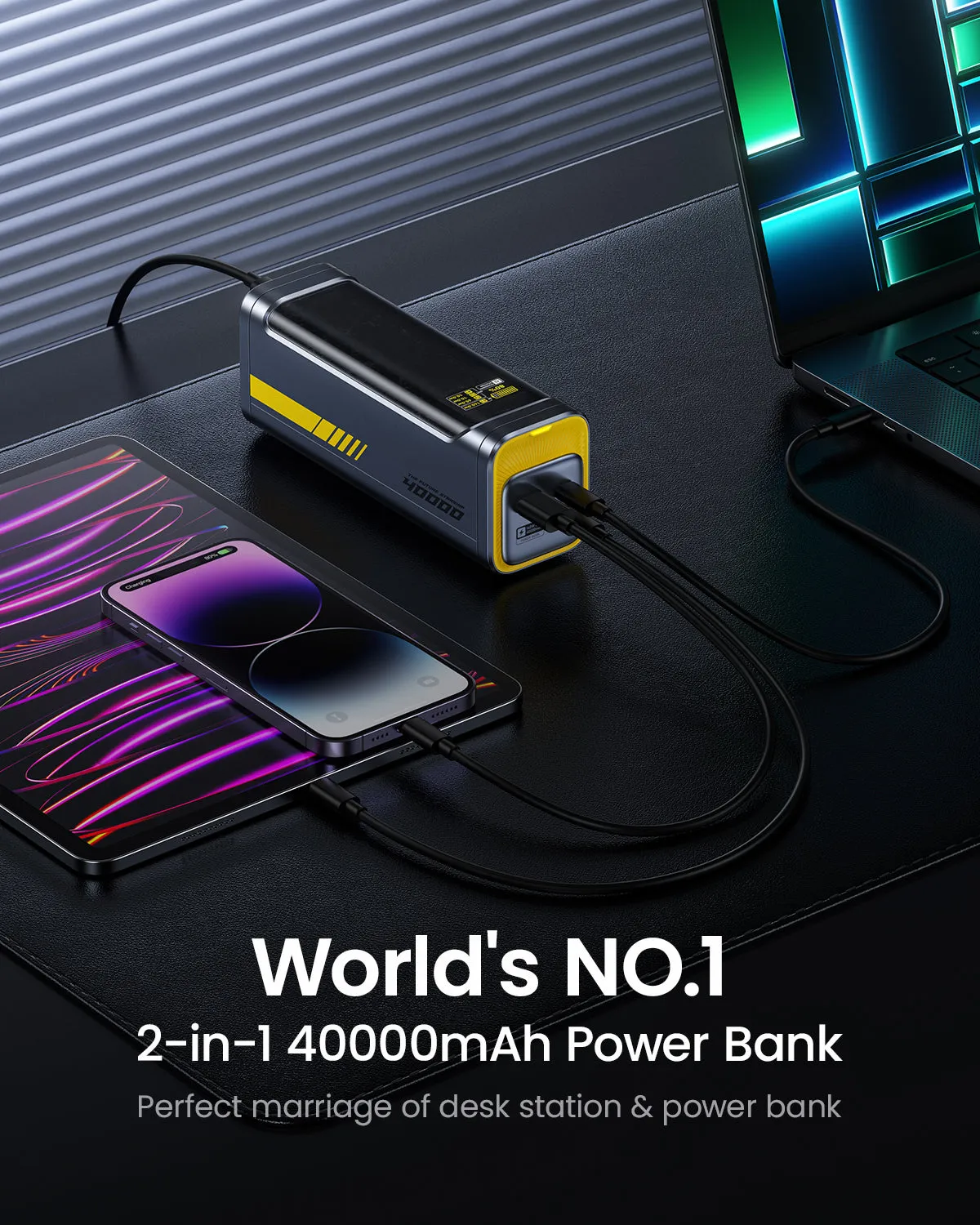 【Discounted Price $151】AOHI Starship 40,000mAh Power Bank 140W Charger with 3FT C-C Cable