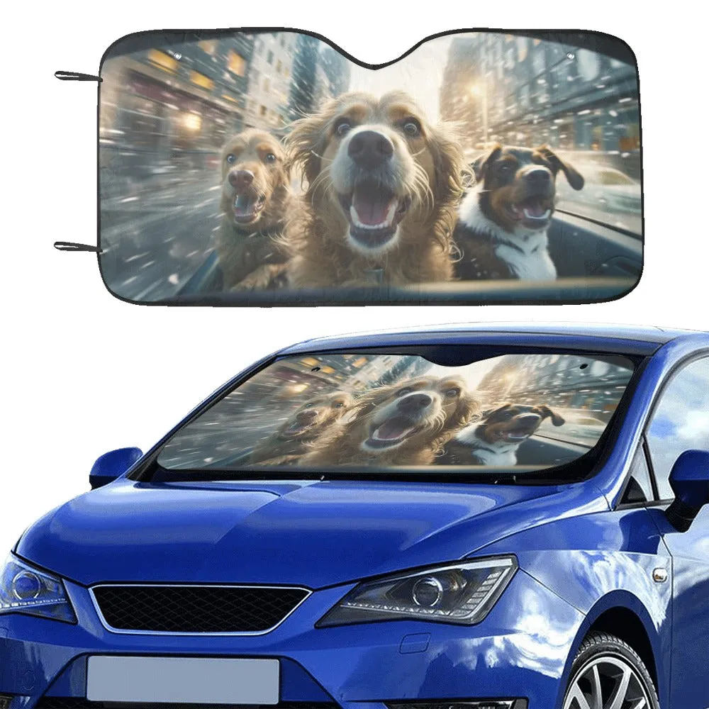 Dogs Driving Car Sun Shade,  Funny Windshield Accessories Auto Vehicle Truck Protector Window Visor Screen Blocker Sunshade