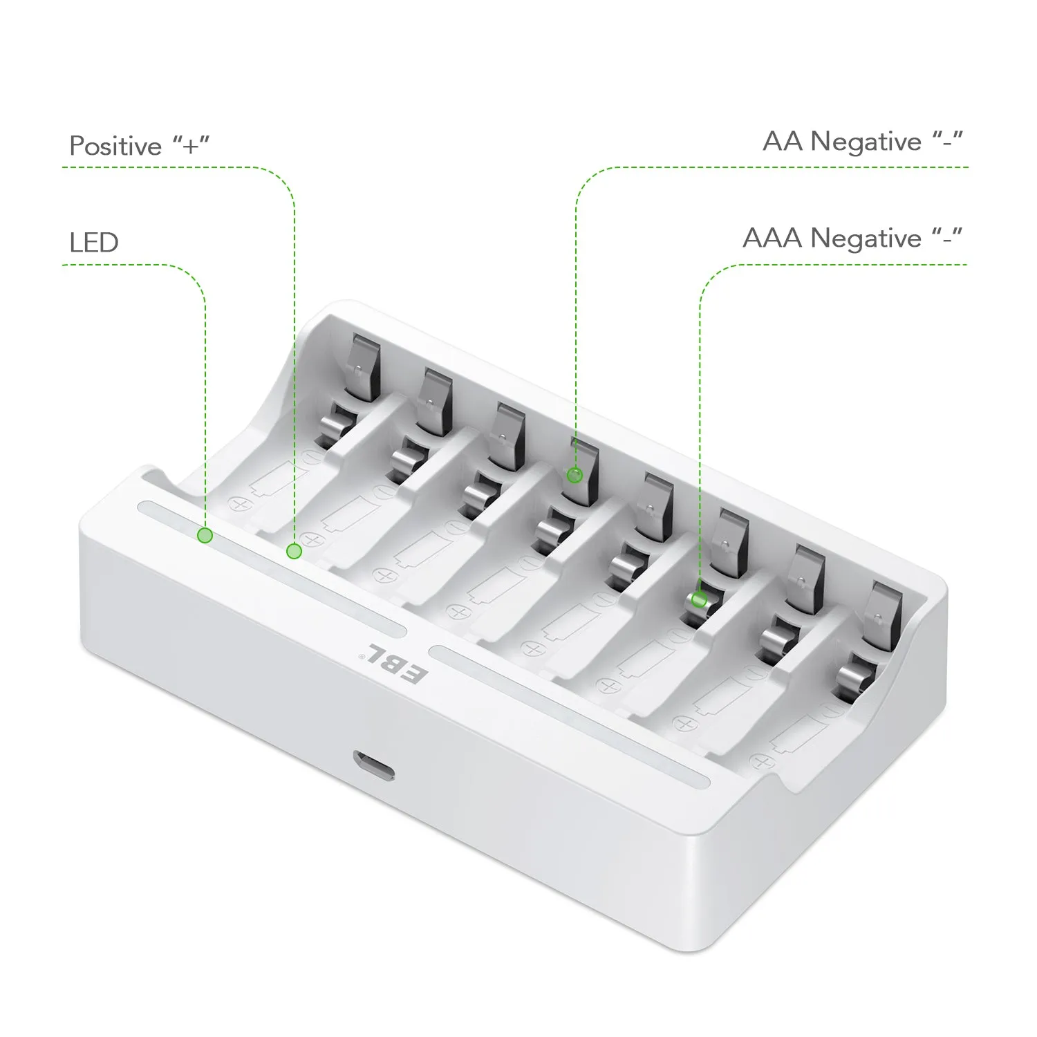 EBL C9010N Smart 8 Bay AA AAA Ni-MH Battery Charger