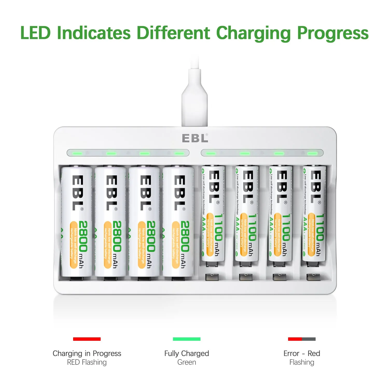 EBL C9010N Smart 8 Bay AA AAA Ni-MH Battery Charger