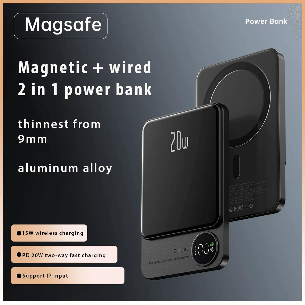 Fabufabu Portable 20W PD Magnetic Wireless Power Bank with MagSafe Charger