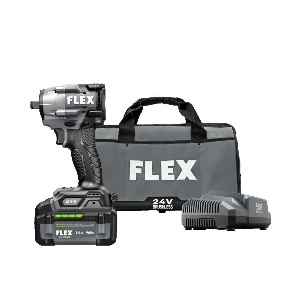 Flex FX1431A-1C 3/8" Compact size Impact Wrench Kit (1 x 5.0Ah Battery   160W Charger)