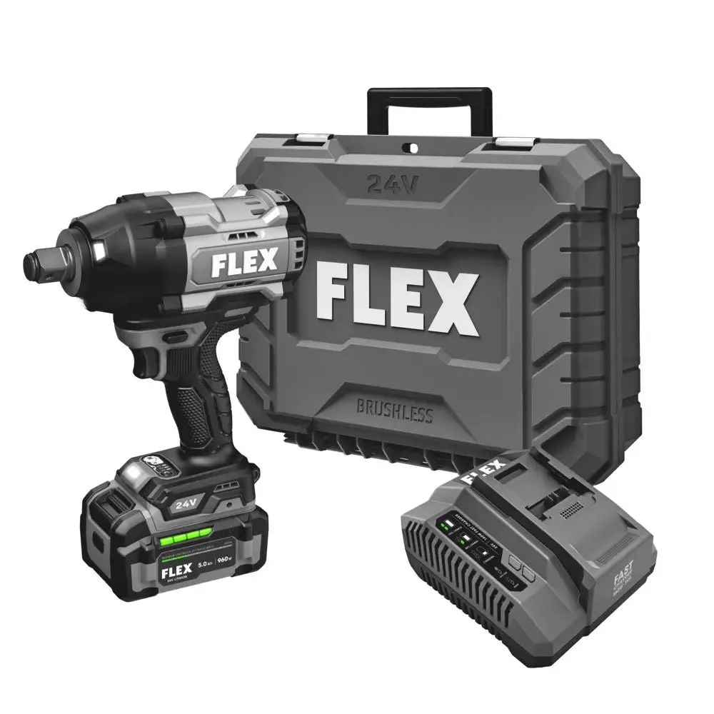 Flex FX1472B-1C 3/4" High Torque Impact Wrench Kit (1 x 5.0Ah Battery   160W Charger)