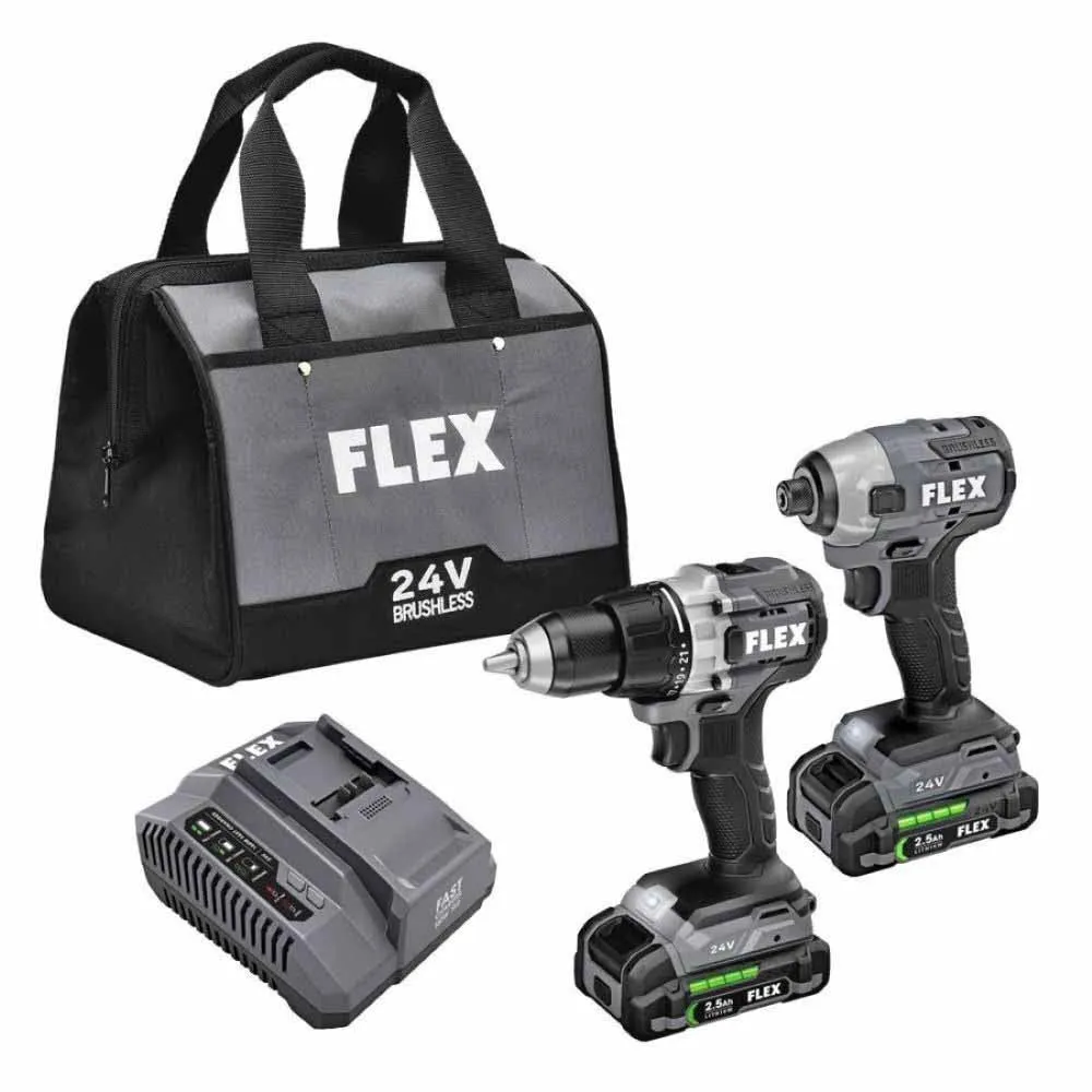 Flex FXM201-2A 24V Brushless 2 Tool Combo Kit Drill Driver and Impact Driver