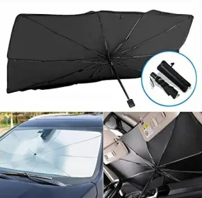 Foldable Windshield UV Block Sun Shade Car Front Window Heat Insulation Covering Umbrella - Black