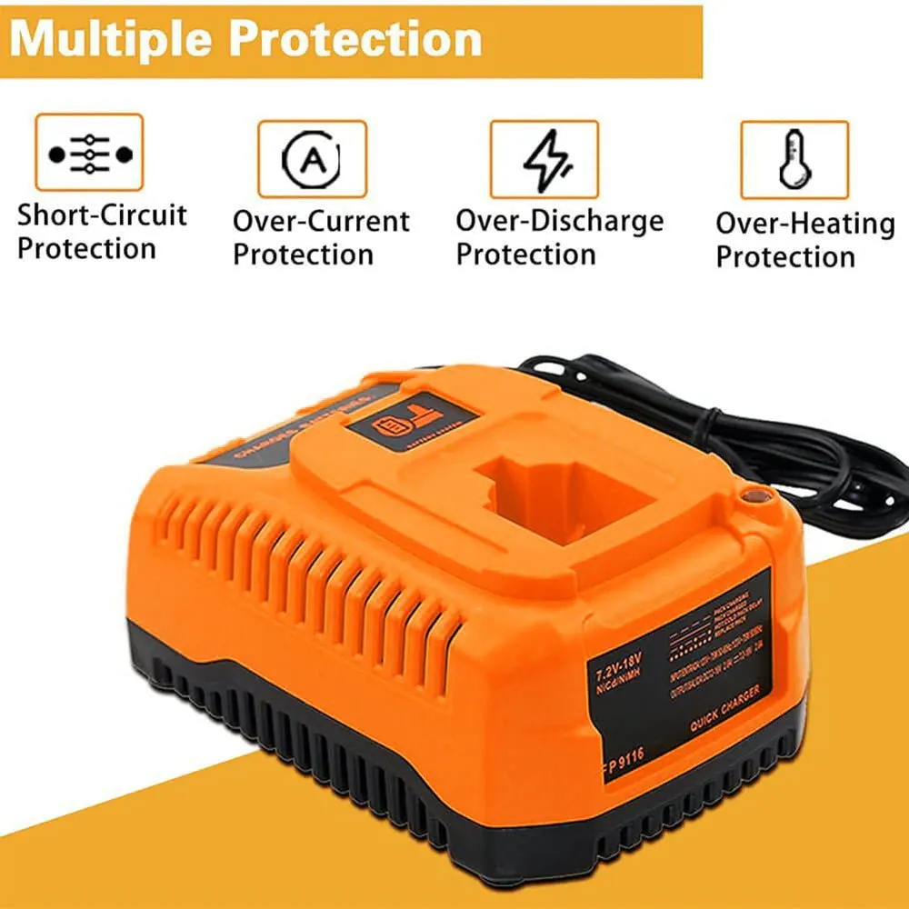 For Dewalt 18V Battery Replacemnt 4.0Ah | DC9096 Ni-Mh Battery 4 Pack With DC9310 Battery Charger For Dewalt 7.2V-18V XRP Ni-Cd & Ni-Mh Battery