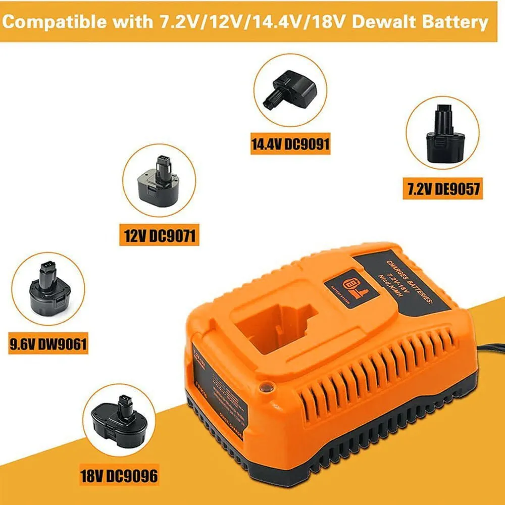 For Dewalt 18V Battery Replacemnt 4.8Ah | DC9096 Ni-Mh Battery 4 Pack With DC9310 Battery Charger For Dewalt 7.2V-18V XRP Ni-Cd & Ni-Mh Battery