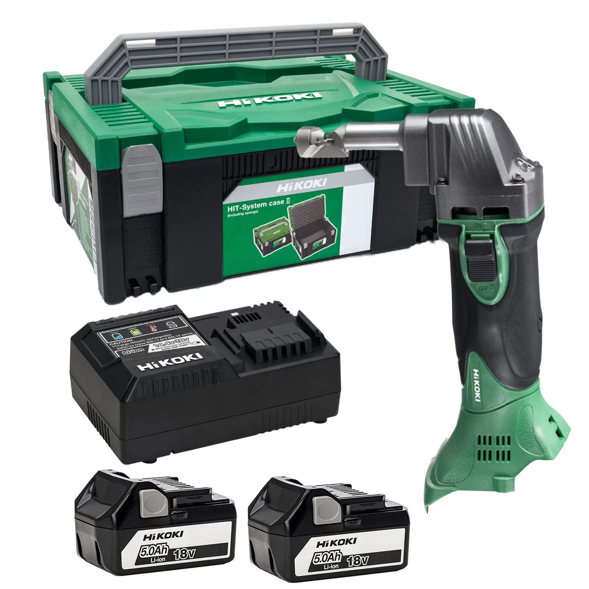 Hikoki CN18DSLJPZ 18V Nibbler with 2 x 5.0Ah Batteries, Charger & Case