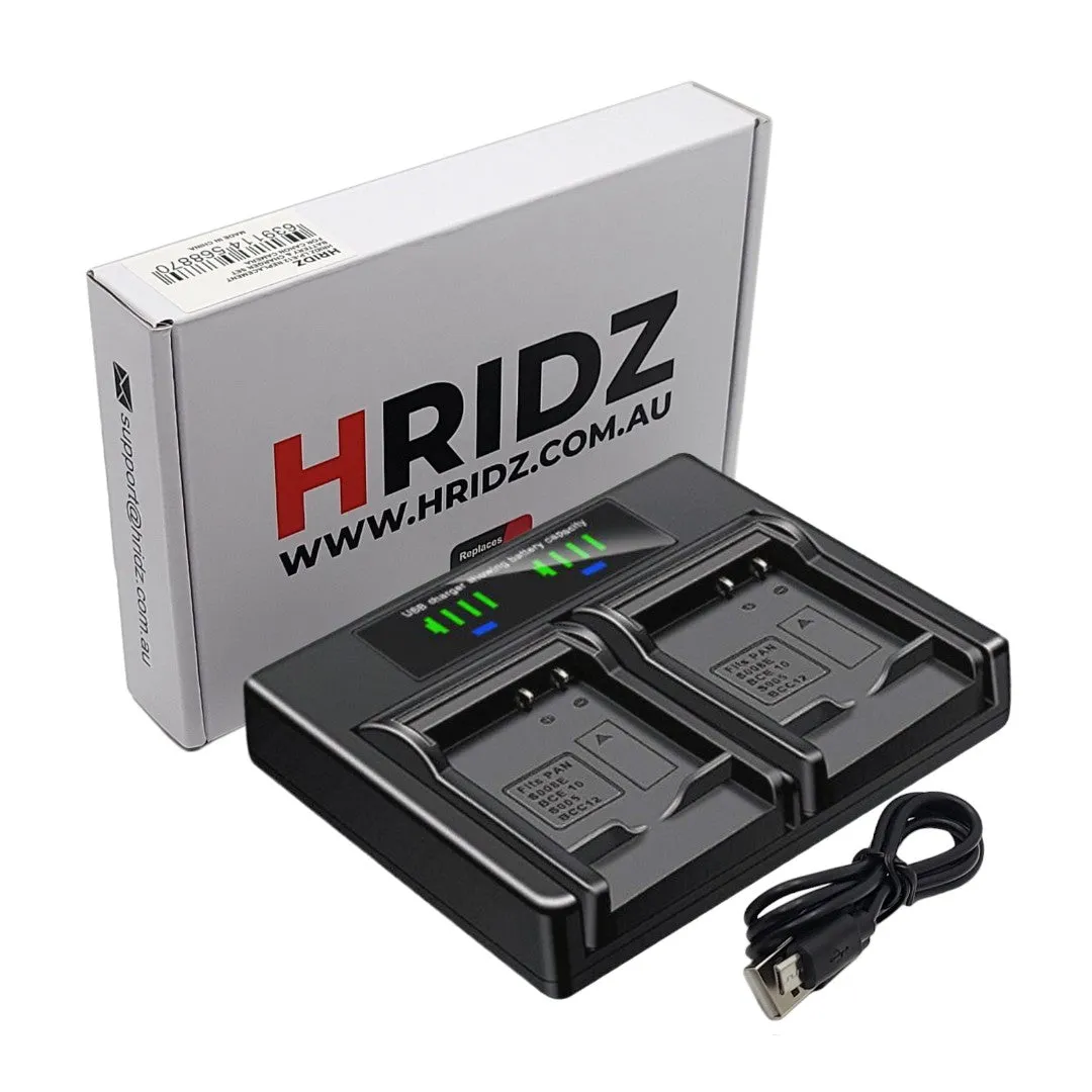 Hridz BLE9 Dual Charger For Panasonic Lumix BLG10 BLE9E DMC-TZ80 DMC-TZ81