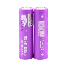 IMREN 18650 3000mAh 40A Rechargeable Lithium Battery (2PCS/Pack)