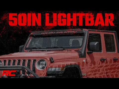 Jeep 50-inch Straight LED Light Bar Upper Windshield Kit w/ Dual-Row Black Series LED - Amber DRL (20-22 Gladiator JT, 18-22 Wrangler JL)