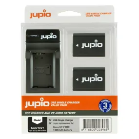 Jupio Kit: 2 x Panasonic NP-FW50 1080mAh Batteries   USB Single Charger