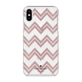 Kate Spade Hardshell Case for Apple iPhone X - Clear w/ Rose Gold Chevron