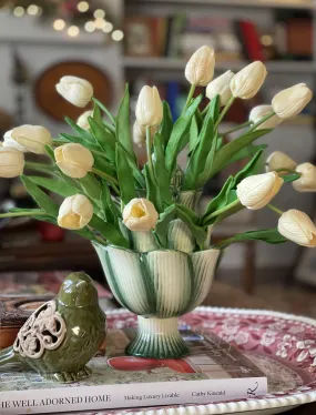 Large Green Artichoke Majolica Tulipiere Flower Vase