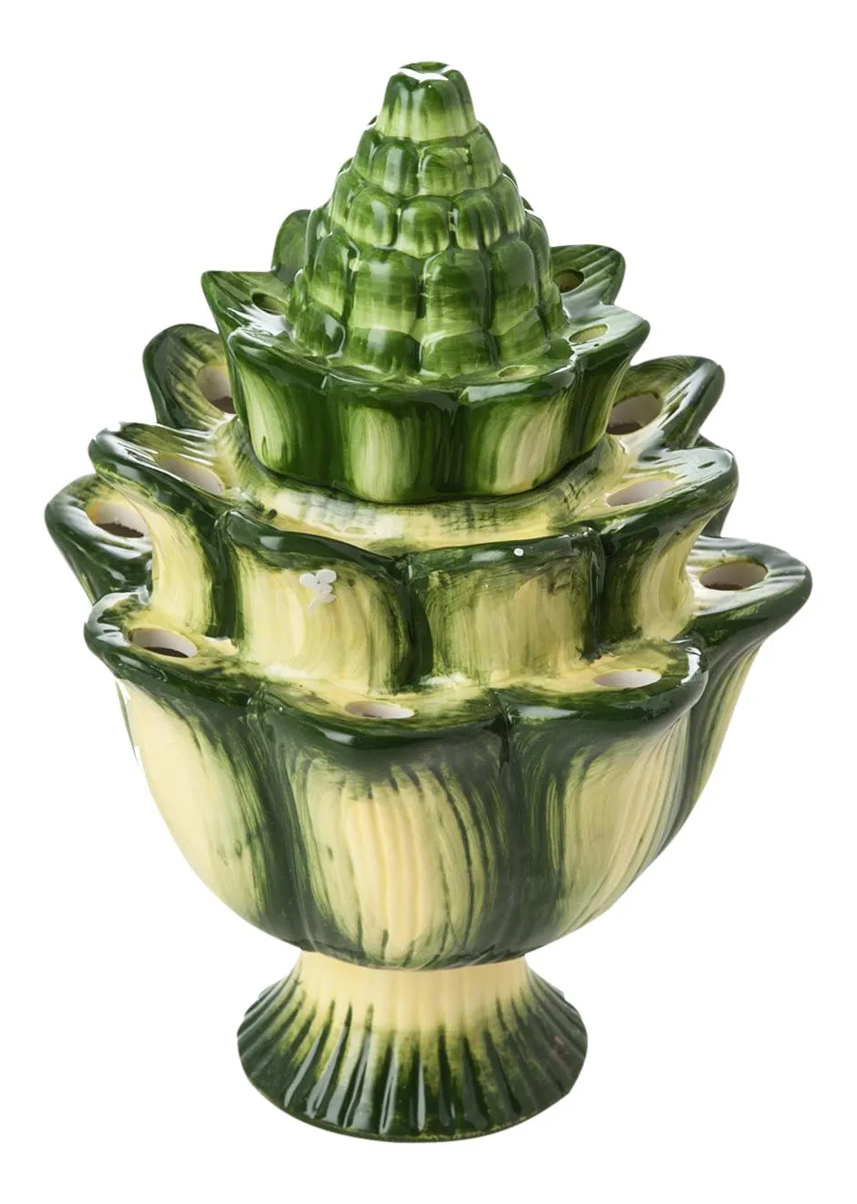 Large Green Artichoke Majolica Tulipiere Flower Vase