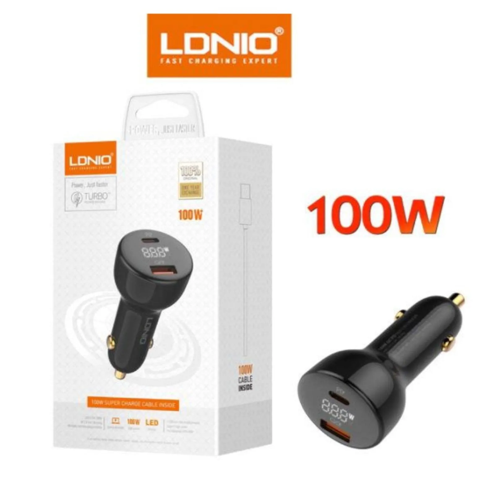 Ldnio 100W Car Charger Dual Port USB and USB-C | 600757