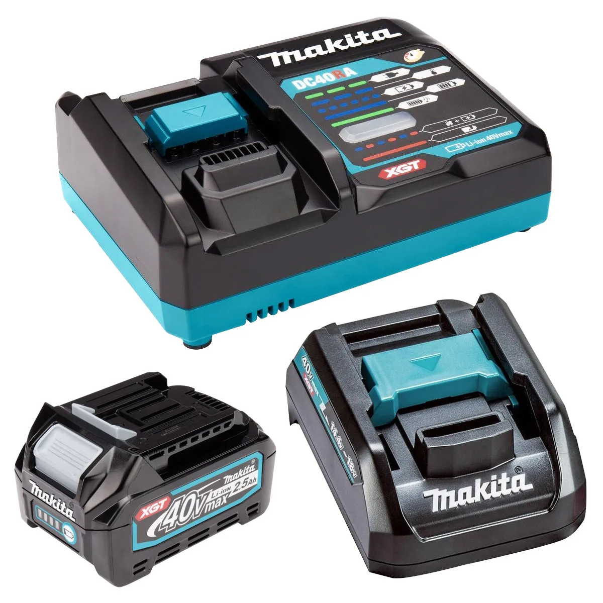 Makita BL4025 40V Li-ion 2.5Ah XGT Battery with Fast Charger & Adaptor