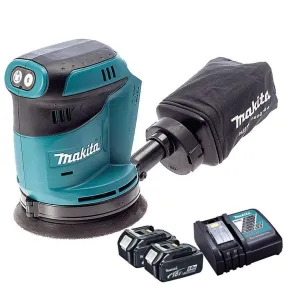 Makita DBO180Z 18V 125mm Orbital Sander With 2 x 5Ah Battery & Charger