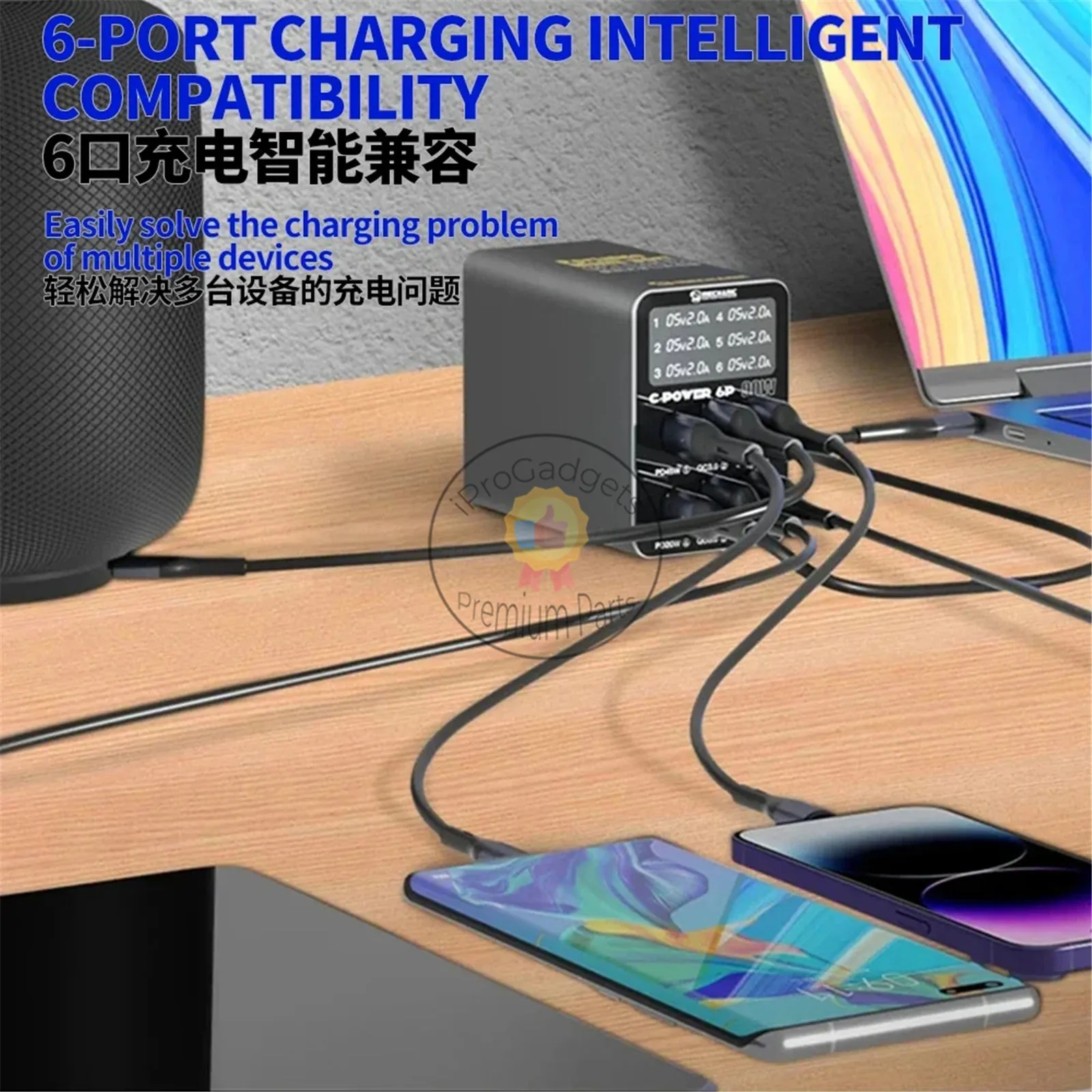 Mechanic C-POWER 6 Ports Portable Fast Smart Charging Station for Mobile Phone Charging Detection