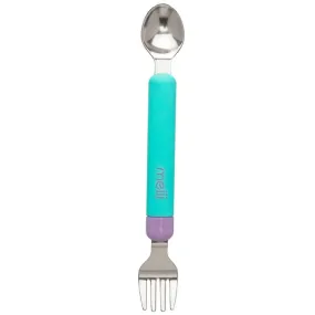 Melii Detachable Spoon & Fork with Carrying Case - Green & Grey