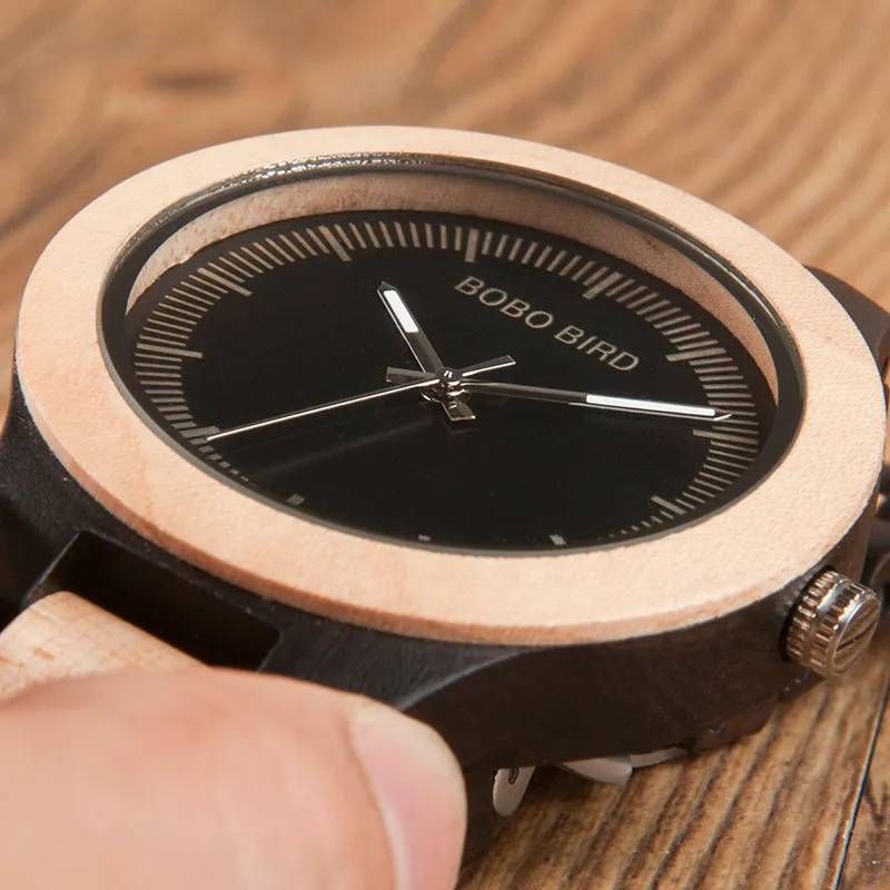 Men's Two Tone Rosewood/Pinewood Wooden Watches in Wooden Gift Box