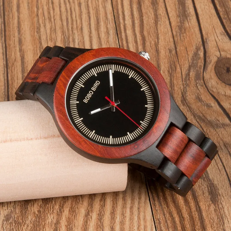 Men's Two Tone Rosewood/Pinewood Wooden Watches in Wooden Gift Box