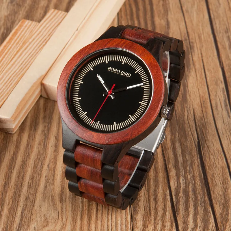 Men's Two Tone Rosewood/Pinewood Wooden Watches in Wooden Gift Box