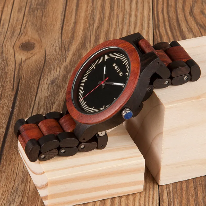 Men's Two Tone Rosewood/Pinewood Wooden Watches in Wooden Gift Box