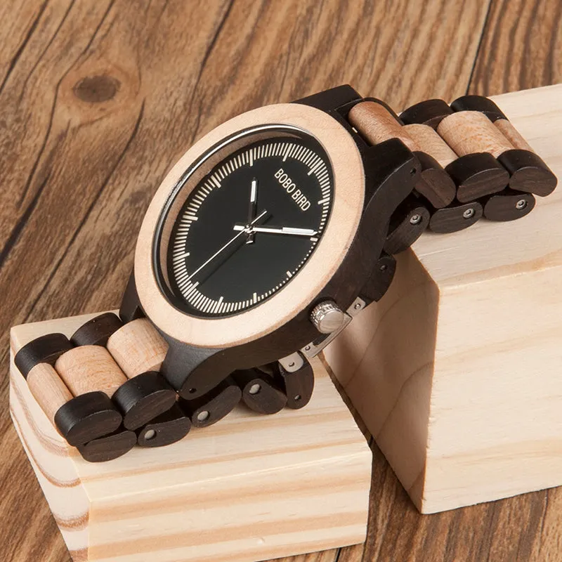 Men's Two Tone Rosewood/Pinewood Wooden Watches in Wooden Gift Box