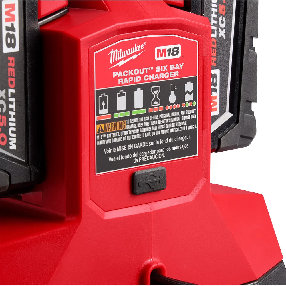 Milwaukee 48-59-1809 M18 PACKOUT 18V Six Bay Rapid Charger w/ REDLINK