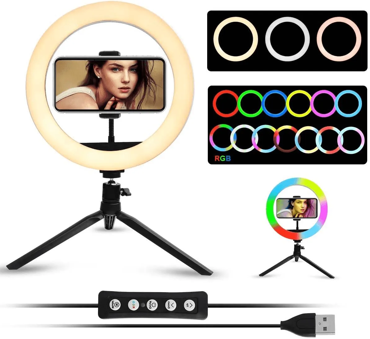 MJ-33 RGB LED Soft Ring Light With Stand-Selfie Light