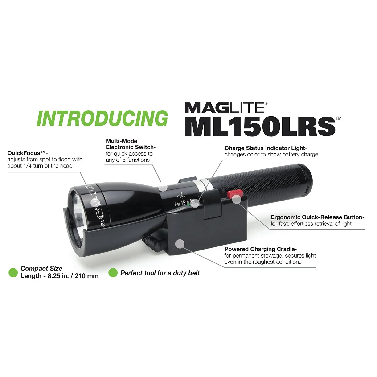 ML150LRS(X) Mag Charger Rechargeable LED Fast-Charging Maglite Flashlight