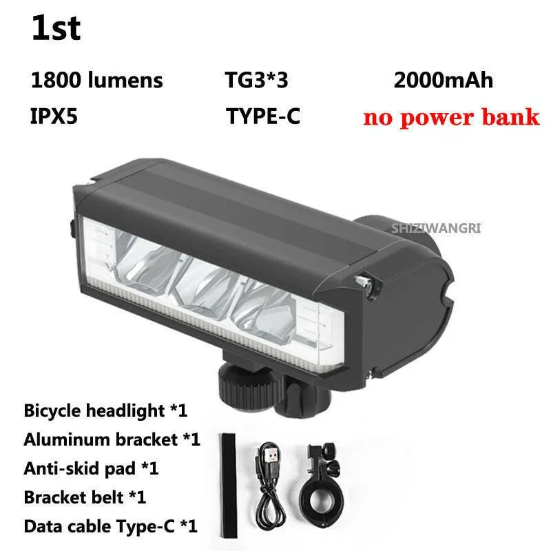 MTB Bike Light Front Rechargeable Led Flashlight Bicycle Light 4000mAh Front and Rear Headlight Bicycle Accessories