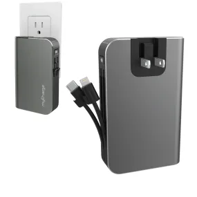 myCharge Portable Charger for iPhone - Hub 10050mAh Wall Plug & Built in Cables (Lightning, Type C) 18W Turbo USB C Power Bank Fast Charging Battery Pack External Phone Backup, 55 Hrs