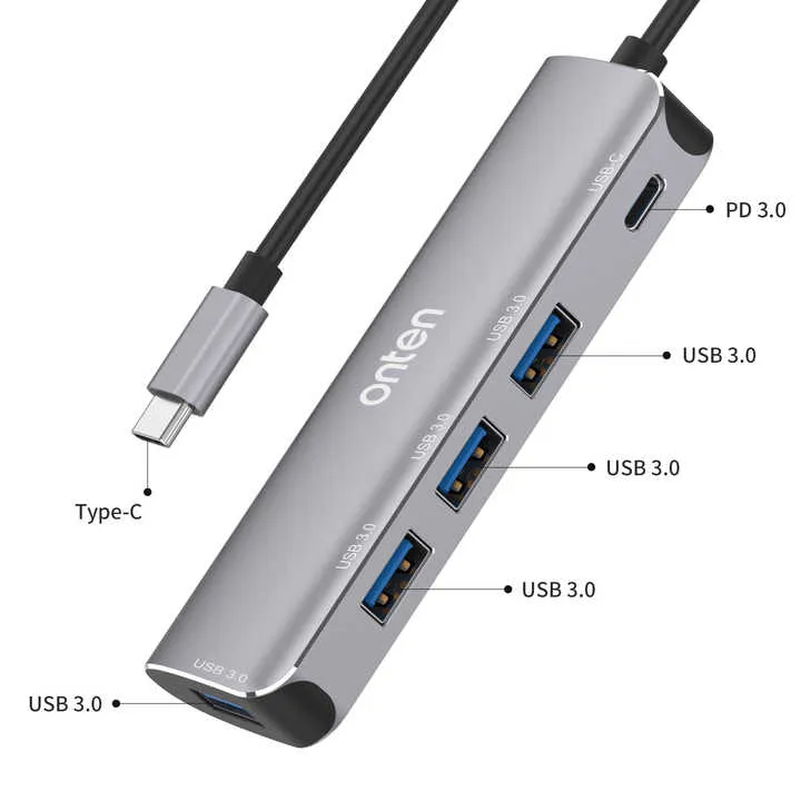 ONTEN USB C 4 PORT HUB WITH PD CHARGER