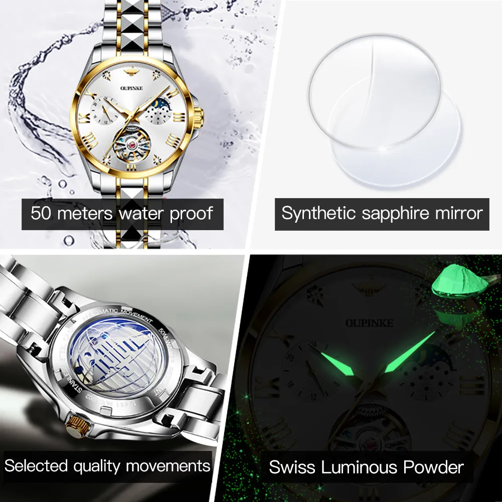 OUPINKE New  Luxury Couple Watch Sapphire Mirror Waterproof Sports