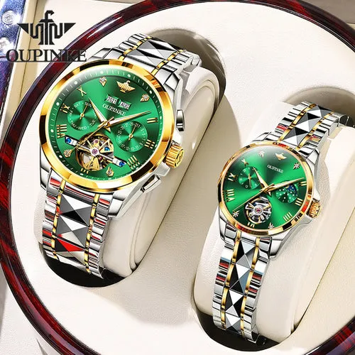 OUPINKE New  Luxury Couple Watch Sapphire Mirror Waterproof Sports