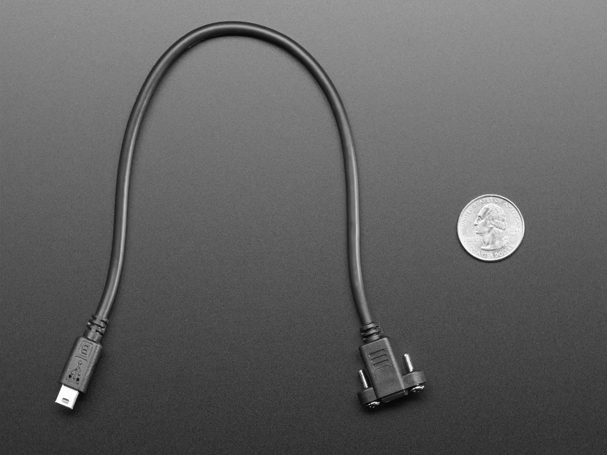 Panel Mount Extension USB Cable - Mini B Male to Mini B Female