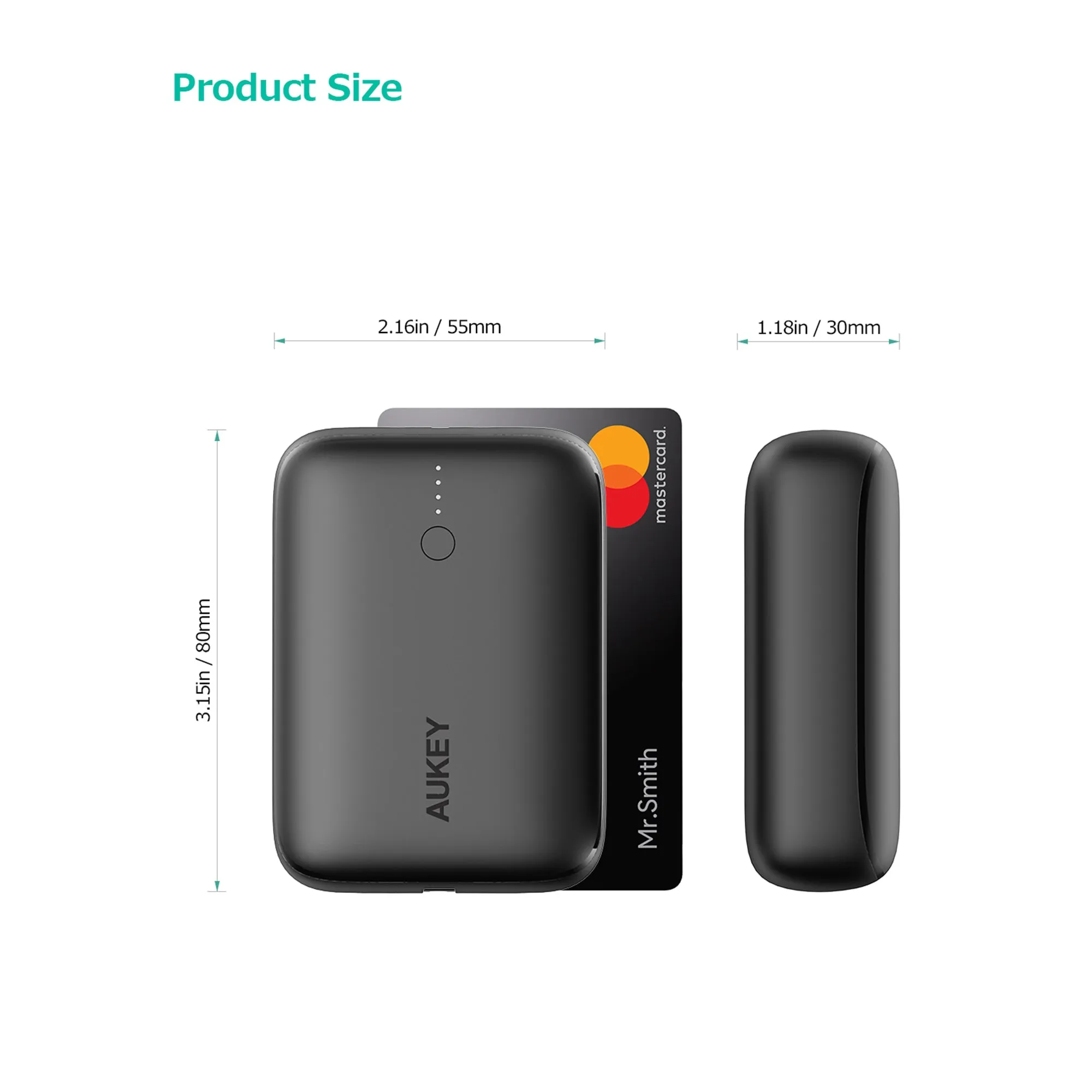 PB-N83 18W USB C PD & USB QC3.0 10000mAH Mini Power Bank