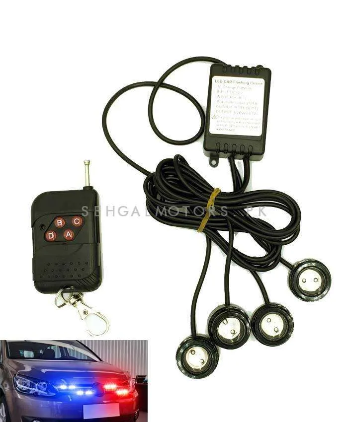 Police Red And Blue Spot Flasher Light With Wireless Remote