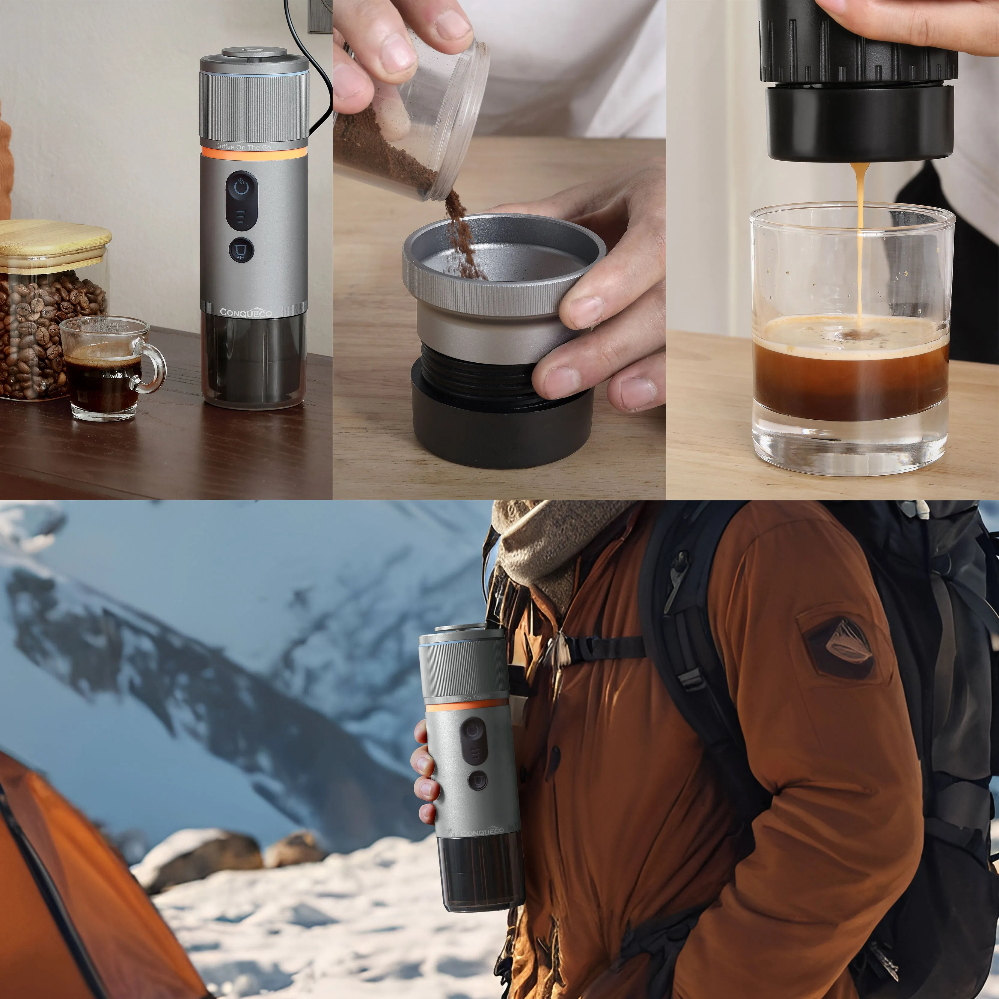 Portable Coffee Machine Travel - 12v Car Espresso Maker with Battery for Camping