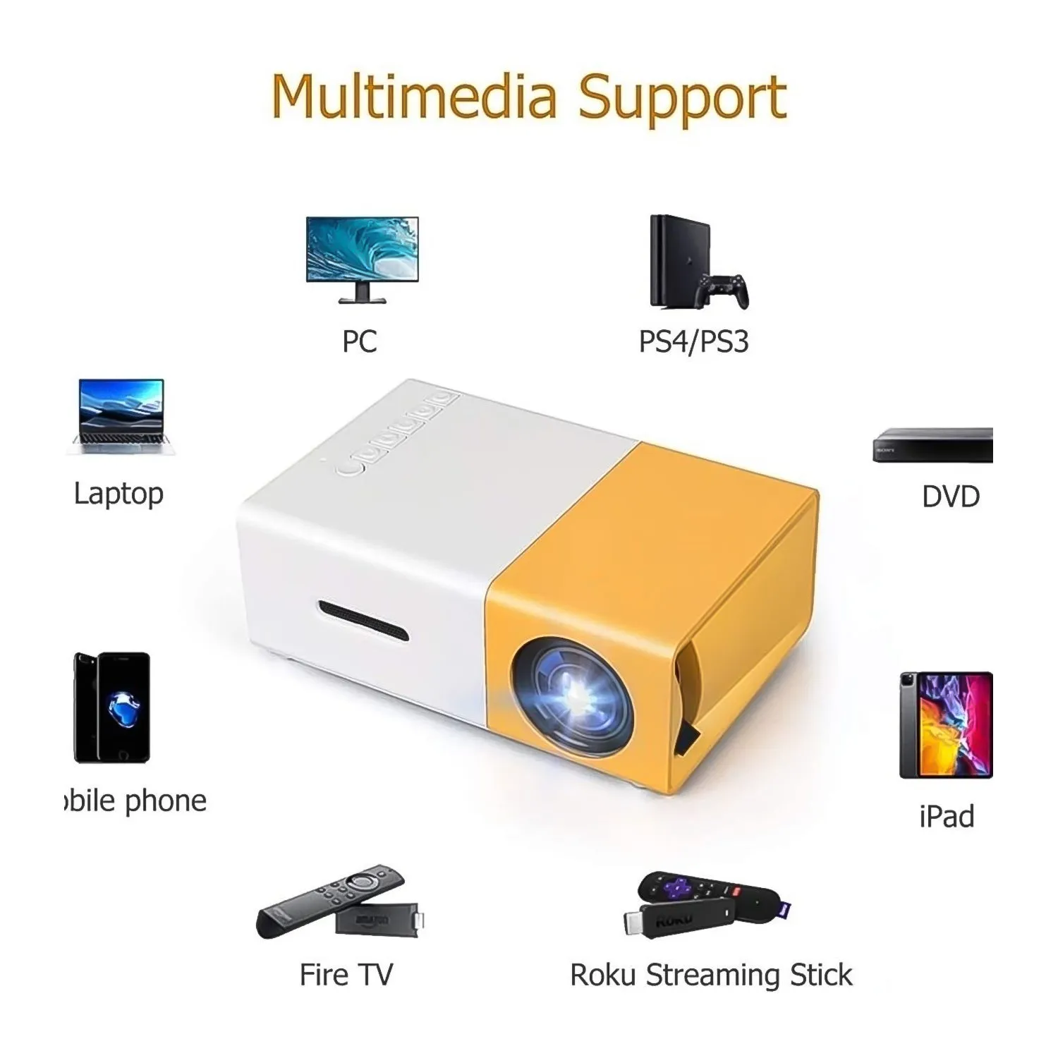 Portable Mini LED Projector (1 Set)