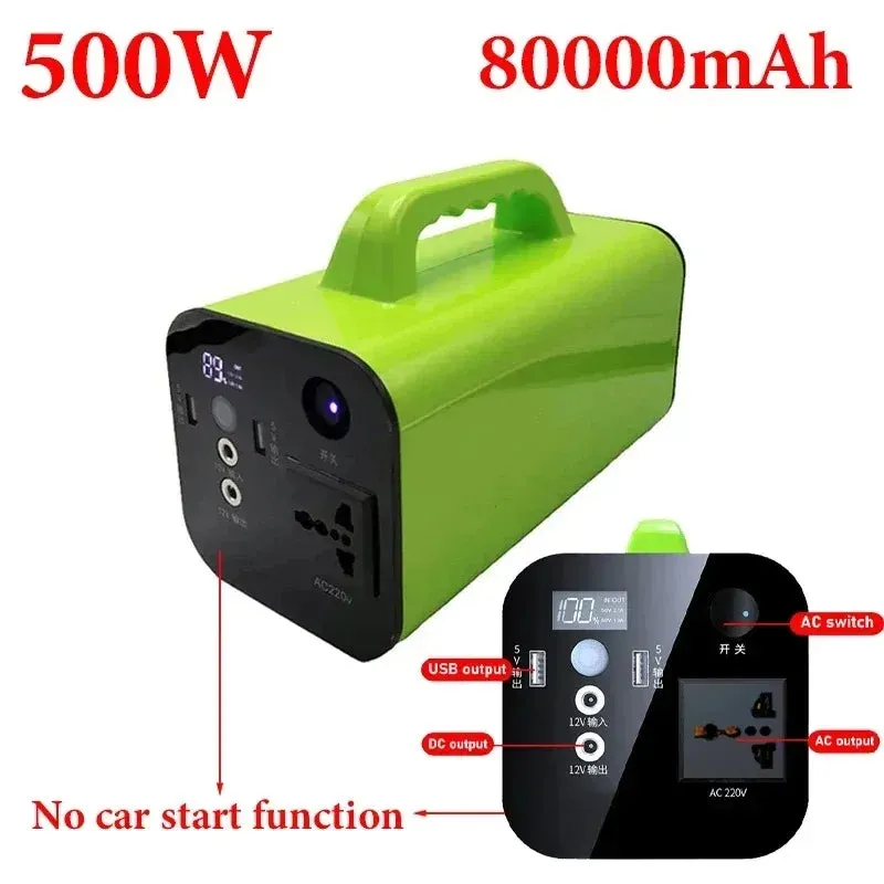 Portable Power Station High Capacity  80000mAh 500W  220V  for Outdoor Camping RV Home Emergency Backup Power Bank AC DC Output