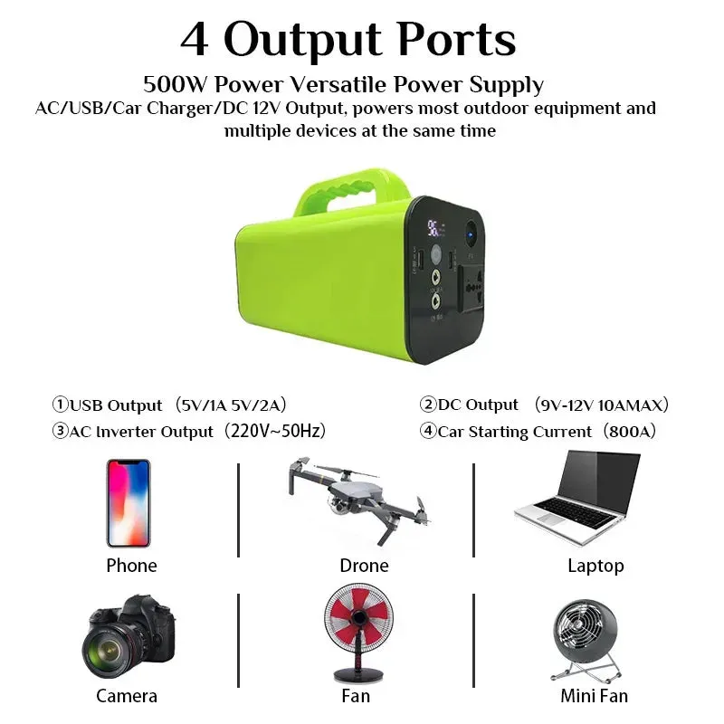 Portable Power Station High Capacity  80000mAh 500W  220V  for Outdoor Camping RV Home Emergency Backup Power Bank AC DC Output