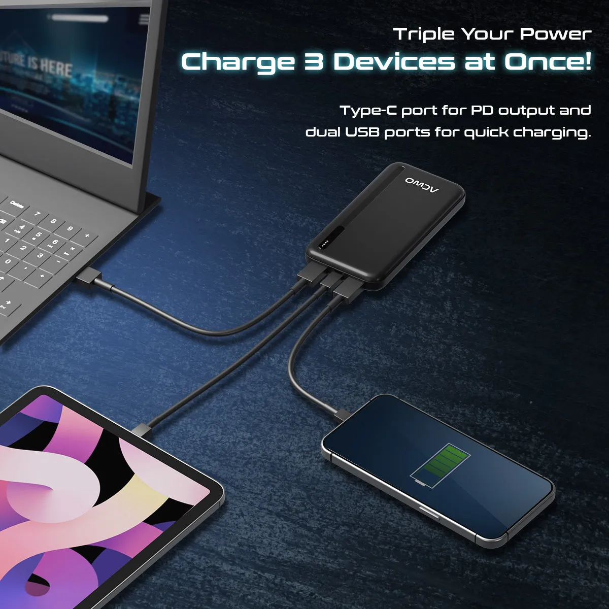 POwER 711 - 10000 mAh Fast Charging  Black Powerbank With 22.5W Output