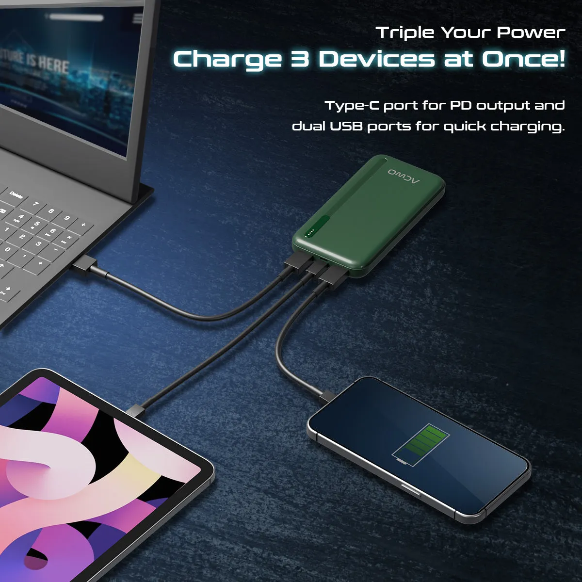 POwER 711 - 10000 mAh Fast Charging  Black Powerbank With 22.5W Output